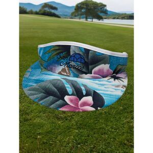 Vtg San Marcos Golf Club Imperial Headwear Made‎ in USA Tropical Floral Visor